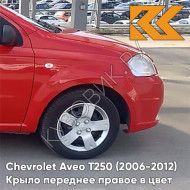Крыло переднее правое в цвет кузова Chevrolet Aveo T250 (2006-2012) седан 71U - Super Red - Красный солид